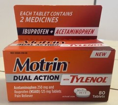 Motrin Dual Action with Tylenol Pain Reliever 80 Tablets - $11.75