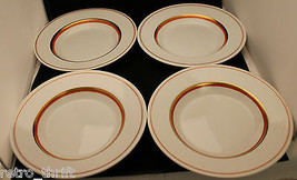 Set of 4 Royal Copenhagen White Gold Orange Rimmed Soup Bowl 22cm  Denma... - $143.94