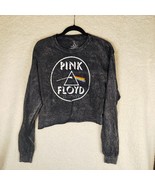 PINK FLOYD DARK SIDE OF THE MOON long sleeve, cropped &quot;stonewashed&quot; grey... - $20.57