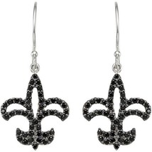 Black Spinel Fleur de Lis Earrings in Sterling Silver - £318.88 GBP
