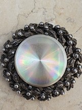 Holographic Pewter Silver Toned Wreath Pin Jewelarama - 60&#39;s Hollywood Glam - £19.78 GBP