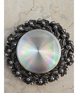 Holographic Pewter Silver Toned Wreath Pin Jewelarama - 60&#39;s Hollywood Glam - £16.70 GBP