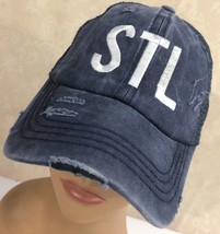 STL Saint St. Louis Retro Distressed CC Adjustable Baseball Cap Hat - £11.65 GBP