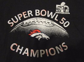 NFL SUPER BOWL 50 Licensed Women&#39;s Denver Broncos Shirt Raglan Black Sil... - $28.34