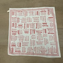 VTG 1978 hankie red and white multiple Fonts Script Wisconsin State Handkerchief - £10.14 GBP