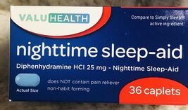 ValuHealth-Diphenhydramine HCI 25mg-Nighttime Sleep Aid 1 Box Of 36 Capl... - €5,85 EUR