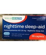 ValuHealth-Diphenhydramine HCI 25mg-Nighttime Sleep Aid 1 Box Of 36 Capl... - €5,80 EUR