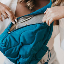 Striding Through Philly Puffer Nylon Sling Bag or Backpack Teal - $61.88