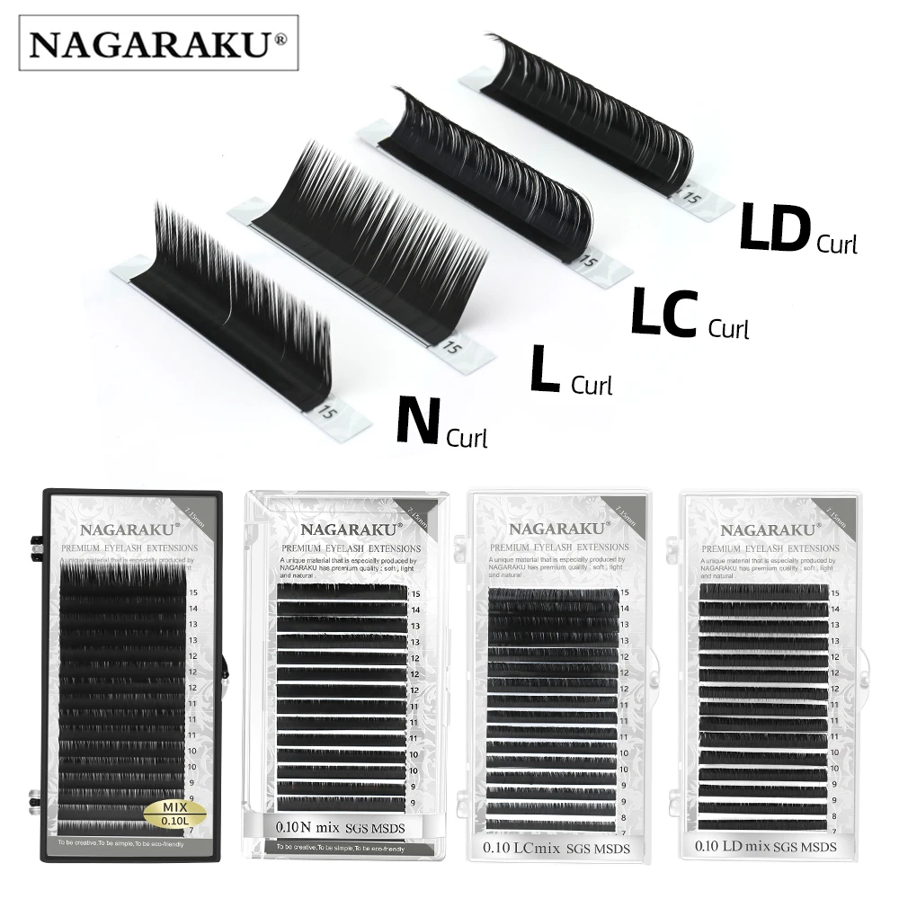 Aku synthetic mink eyelashes individual eyelash maquiagem lc ld n l curls mix 7 15mm 16 thumb200