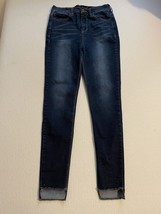 Abercrombie &amp; Fitch Womens Harper Super Skinny Denim Jeans Raw Hem Blue Size 28 - £20.47 GBP