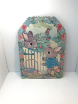 Set of 5 VTG Easter Bunny Rabbit Chicks Eggs Cardboard Cutouts Decorations - £15.47 GBP