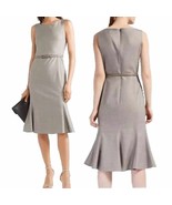MaxMara Max Mara Fazio Wool Silk Blend Flared Hem Dress Gray Beige 10 - $4,705.90 MXN