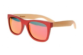 New Premium Wooden Polarized Tupelo Cherry Sunglasses 53mm with Red Mirr... - $39.55
