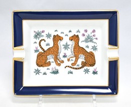 Hermes Ghepardo Cambiamento Vassoio Blu Porcellana Posacenere Animale Leopardo - £368.86 GBP