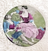Victorian Porcelain Button Woman Feeding Man In Park 1 3/8&quot; Colorful and... - $24.75