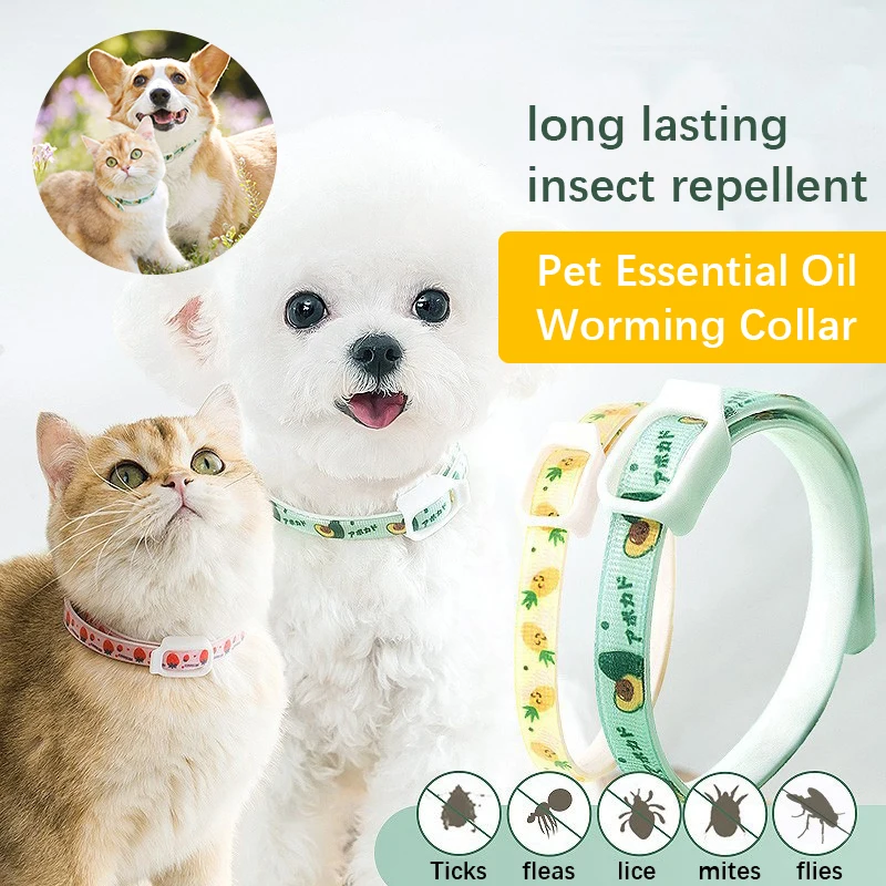New Dog Deworming Collar Cat Anti Flea Tick Mite Fly External Essential Oil - $7.93