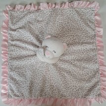 Carters Lovey Security Baby Blanket Bear Pink Gray Leopard Print 15x15 Rattles - £9.88 GBP