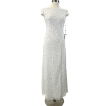 NEW Adrianna Papell Womens 10 Beaded Off Shoulder Gown Dress White Mermaid  - £155.48 GBP