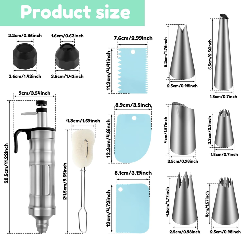 13 Pcs Dessert Decorating Syringe Set with 6 Nozzles 3 Cream Scrapers Complete C Item image 8