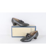 NOS Vintage 90s Streetwear Womens 7 B Chunky Heel Braided Leather Shoes ... - $135.67 CAD
