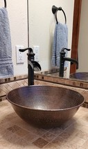 14&quot; Round Copper Vessel Sink in Sedona Highlighting with 13&quot; Faucet &amp; Drain - $279.95