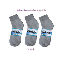 Diabetic Socks for Women Ankle Socks (3 Pairs) Foot Comfort Quarter Socks Gray - £12.11 GBP