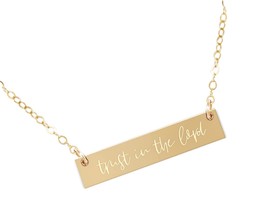 Gold Bar Christian Scripture Necklace, Bible - $168.42