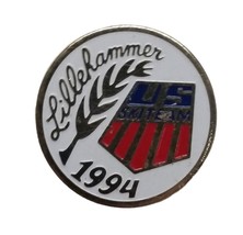 USA Ski Team Pin Lillehammer Olympics 1994 Lapel Brooch Winter USA Round Vintage - £7.94 GBP