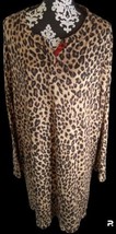 Lauren Ralph Lauren 2X Nightgown Black Label Leopard Print Pockets Buttons Long - £19.45 GBP