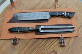 vintage handmade damascus knife and fork set BBQ set 4941 - $1,618.10 MXN