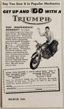 1956 Print Ad Triumph Motorcycles Man on Cycle Waves - £7.04 GBP