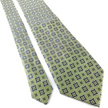 CLUB ROOM Men&#39;s 100% Silk Neck Tie 58&quot; Long 3.75&quot; Wide Green Blue Geometric - £10.64 GBP