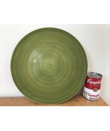 Set Pair 2 Crate Barrel Olive Green Glazed Ceramic Dinner Plates 11.5&quot; P... - £39.73 GBP