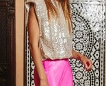 Bucketlist Power Shoulder Sequin Crop Champagne - $51.00