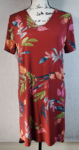 Christian Siriano Sheath Dress Womens Medium Red Floral Polyester Short Sleeve - £13.82 GBP