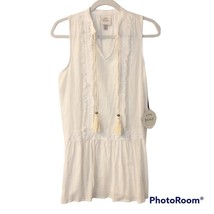 New With Tags Knox Rose Women&#39;s White Sleeveless Boho Tassel Peasant Top XS - £14.04 GBP