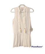 New With Tags Knox Rose Women&#39;s White Sleeveless Boho Tassel Peasant Top XS - $17.61