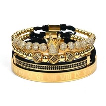 Men Bracelet jewelry 4pcs/set crown charms Macrame beads Bracelets Braiding Man  - £57.07 GBP