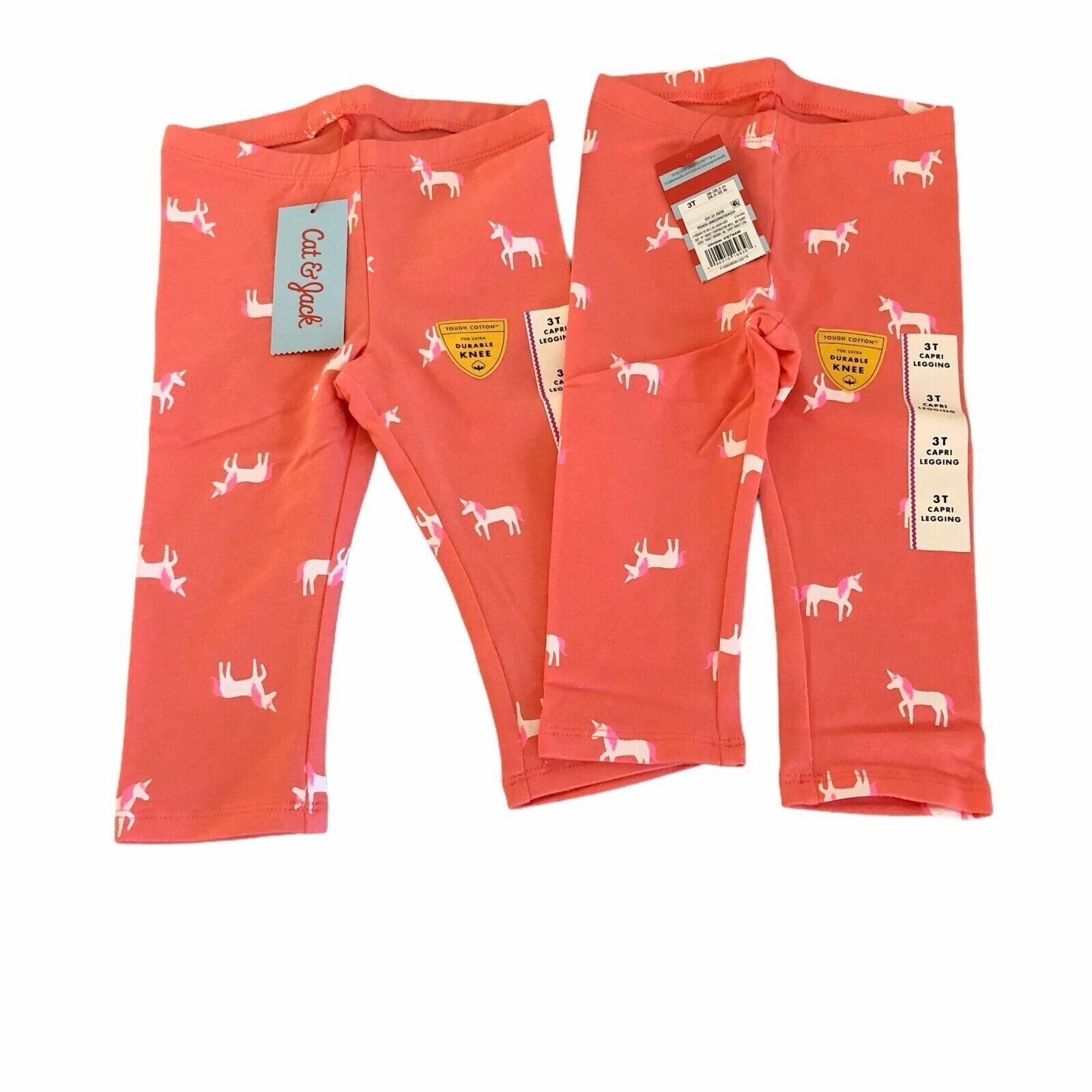 Cat and Jack Unicorn Leggings Toddler Girl 2T  Lot of 2 Pink Pants Pull On