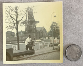 Vtg 70s Amsterdam Netherlands Windmill House Boat Black Americana Tourist Photo - £99.91 GBP