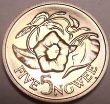Rare Proof Zambia 1968 5 Ngwee~Morning Glory~Extreme Low Mintage 4,000~Free Ship - £17.35 GBP