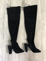 Faux Suede Over The Knee Boots Size 7 Charlotte Russe - 44.5&quot; heel boot black - £19.78 GBP