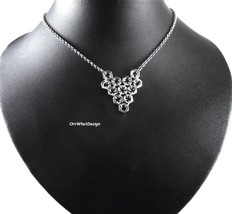 Silver Chain Link Hex Heart Choker Steampunk Handmade Jewelry OrrWhatDesign - £25.89 GBP+
