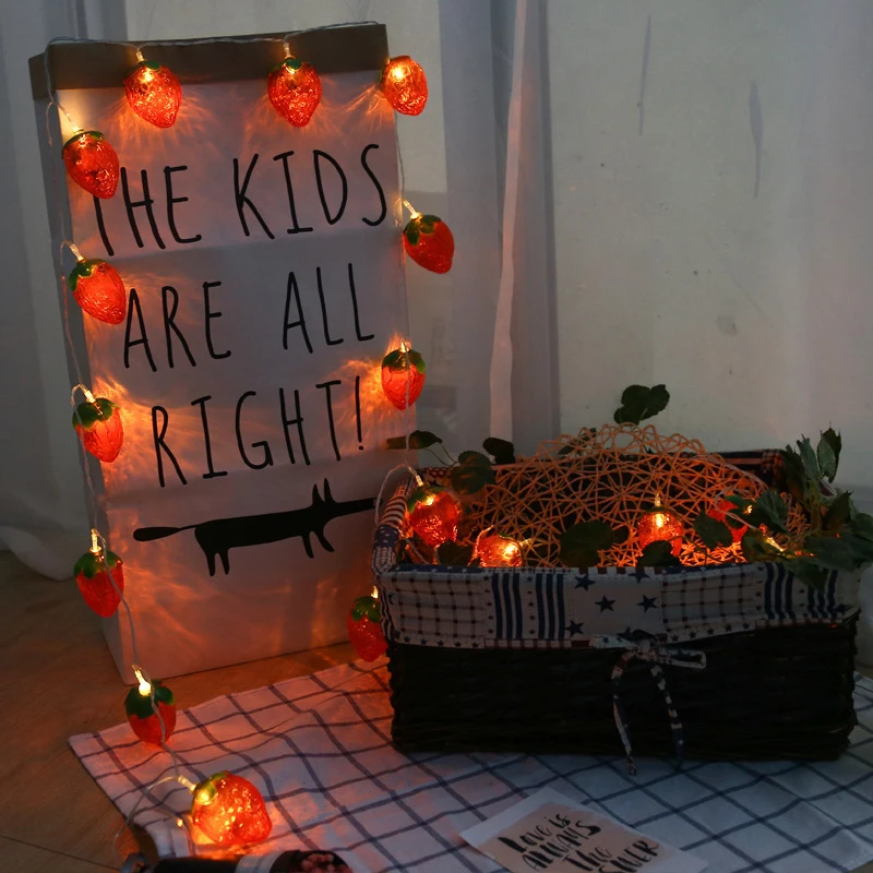1.5m Red Strawberry Light String Children Room Decoration Lamp 10 LED La... - £125.86 GBP