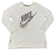 Nike Crewneck Rally Sweatshirt Big Logo White/Rose Gold Long Sleeve Tuni... - £12.77 GBP