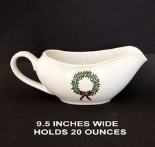 Discontinued 2003 Merry Brite Christmas Wreath Gravy Boat Holds 20 Ounces Liquid - £22.38 GBP