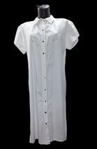 Vestido Mujer Blanco Modelo Camisa Denim Algodón Remaches Nuevo Real Vintage Gft - £51.54 GBP