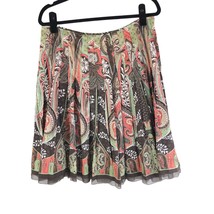 Tahari Skirt A Line Pleated Paisley Green Colorful 12 - $14.49