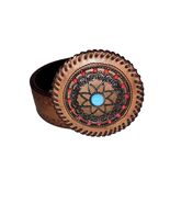 Vintage Brown Leather Belt Turquoise Color Accents Buckle Size M Western... - €20,20 EUR