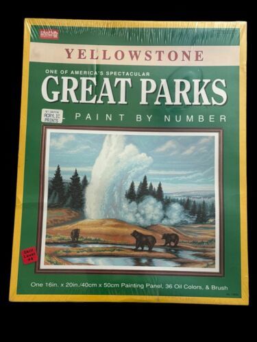 Craft House Great Parks Paint By Number Kit Yellowstone 16"×20" 1996 Vtg 12854 - £18.48 GBP